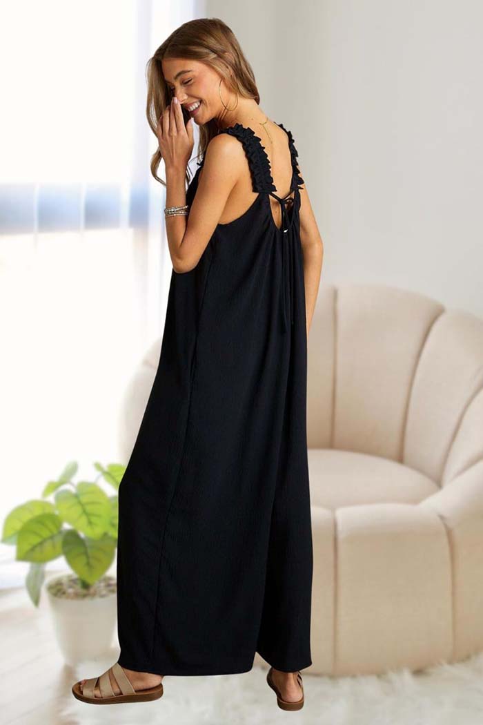 Ruffle Strap Wide Leg Jumpsuit
