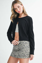 Ribbed Button-Up Knit Cardigan