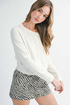Ribbed Button-Up Knit Cardigan