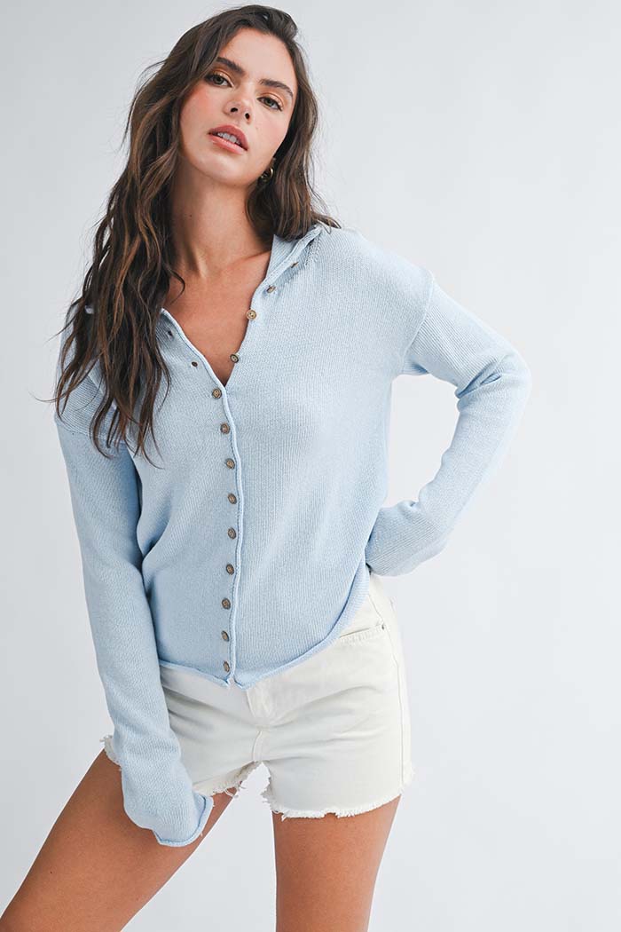 Cropped Knit Button Cardigan