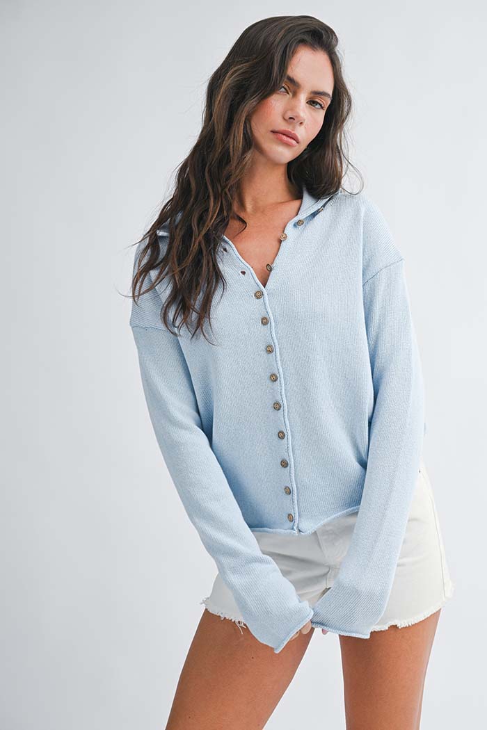 Cropped Knit Button Cardigan