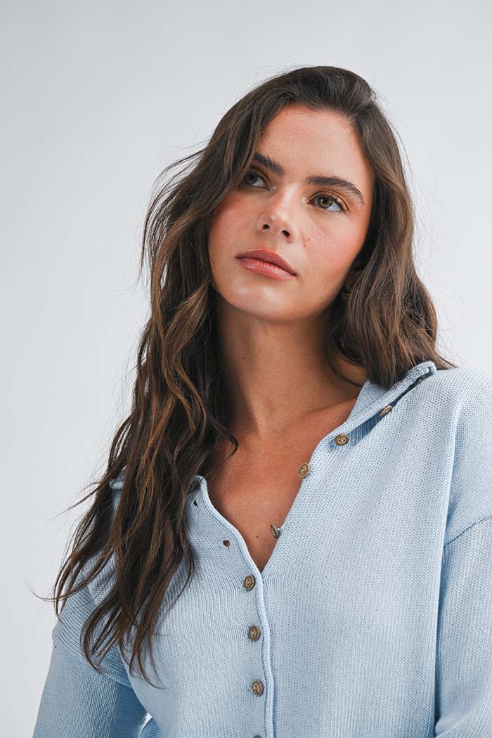 Cropped Knit Button Cardigan