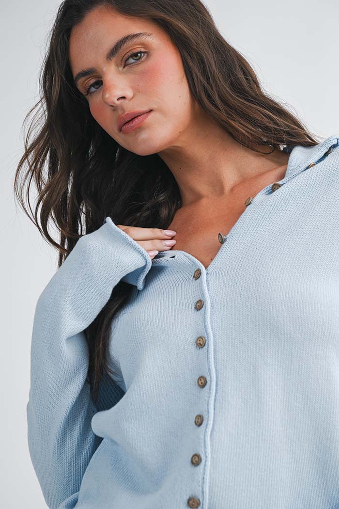 Cropped Knit Button Cardigan