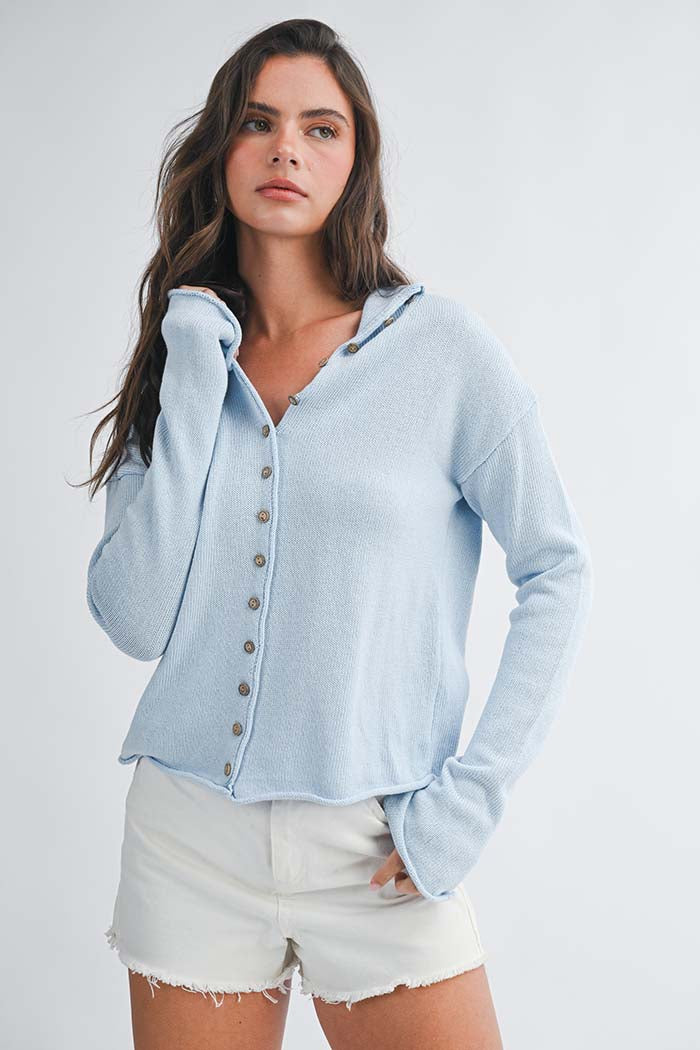 Cropped Knit Button Cardigan