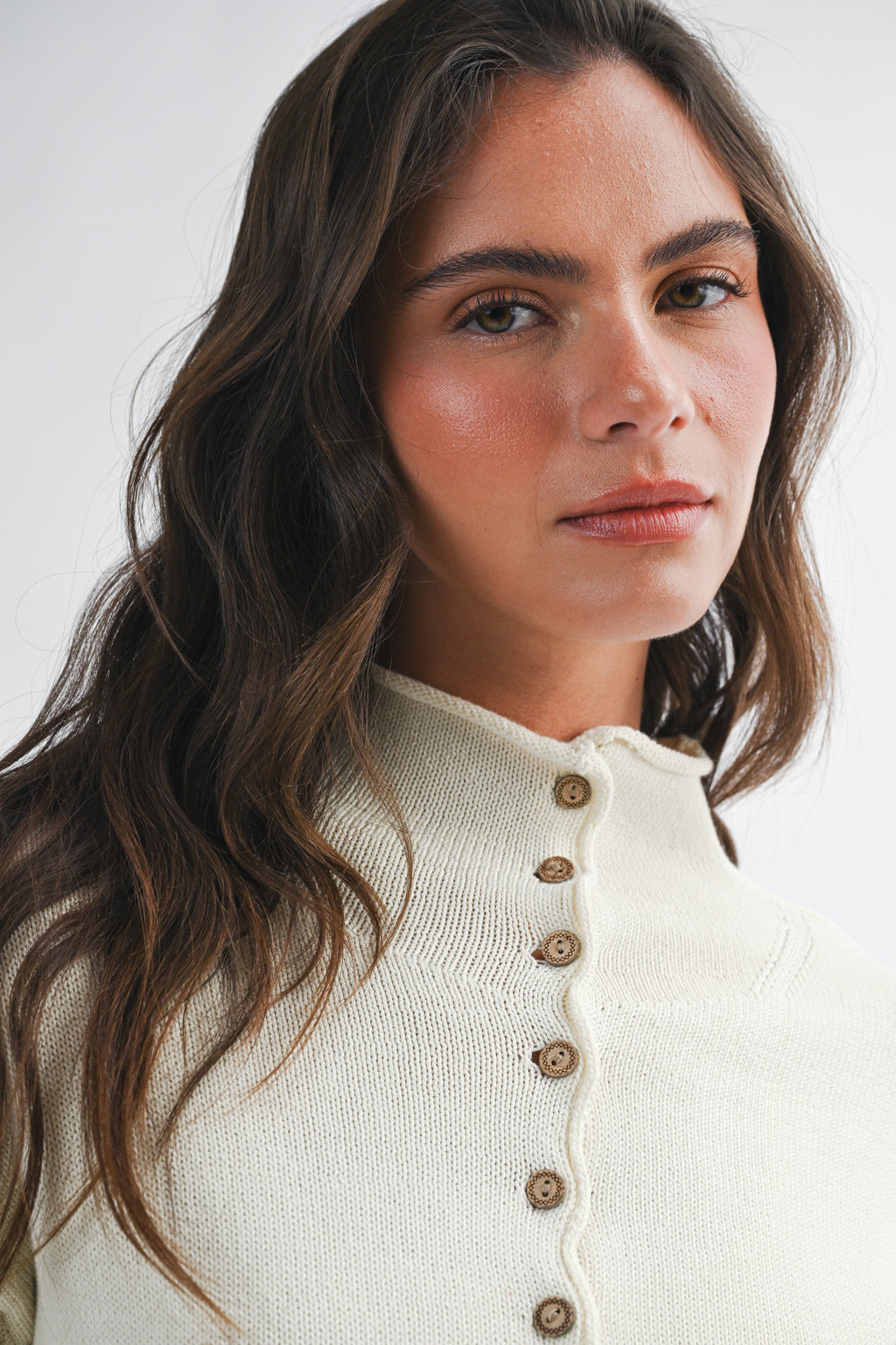 Cropped Knit Button Cardigan
