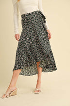 Floral Wrap Midi Skirt