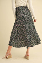 Floral Wrap Midi Skirt