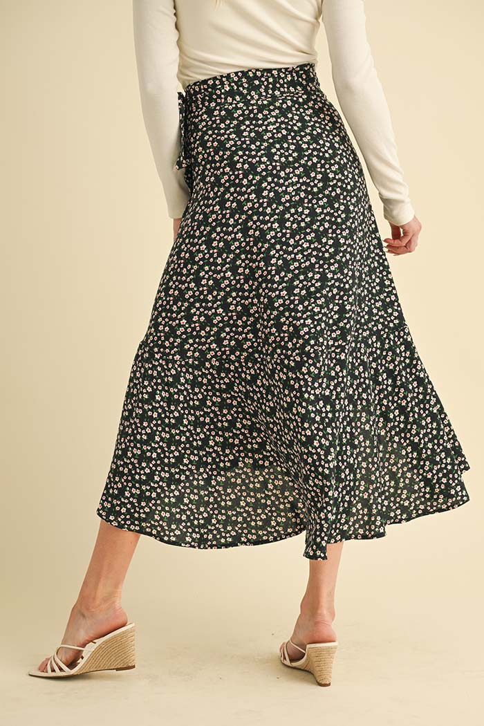 Floral Wrap Midi Skirt
