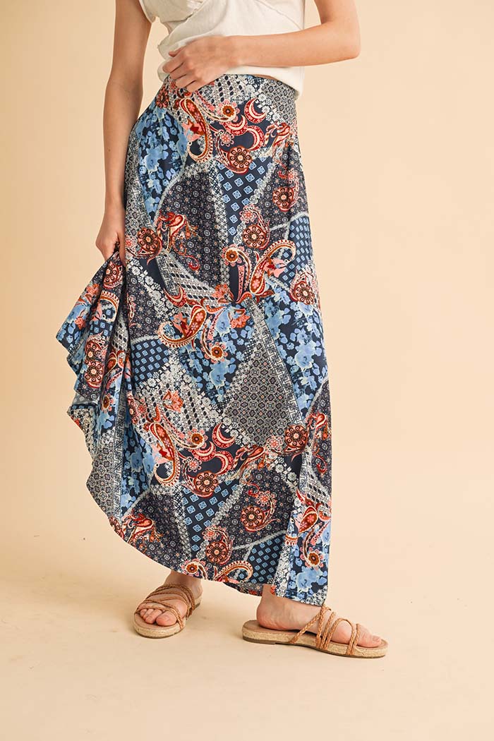 Patchwork Boho Maxi Skirt