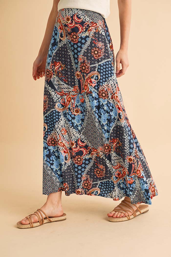 Patchwork Boho Maxi Skirt