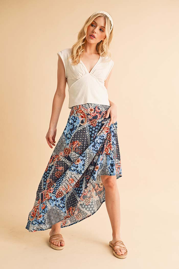 Patchwork Boho Maxi Skirt