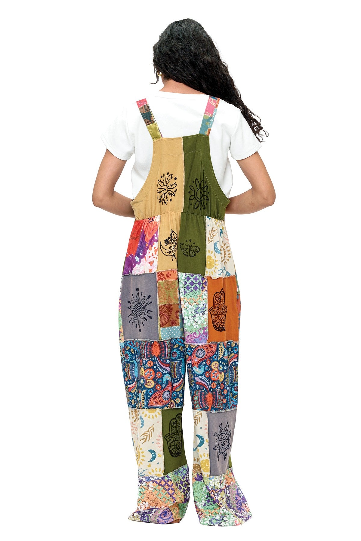 Boho Patchwork Symbols Overalls