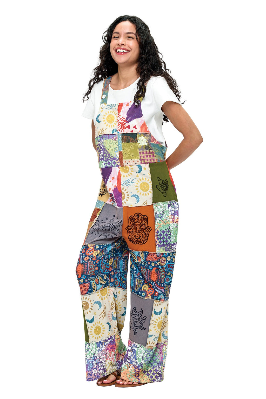 Boho Patchwork Symbols Overalls