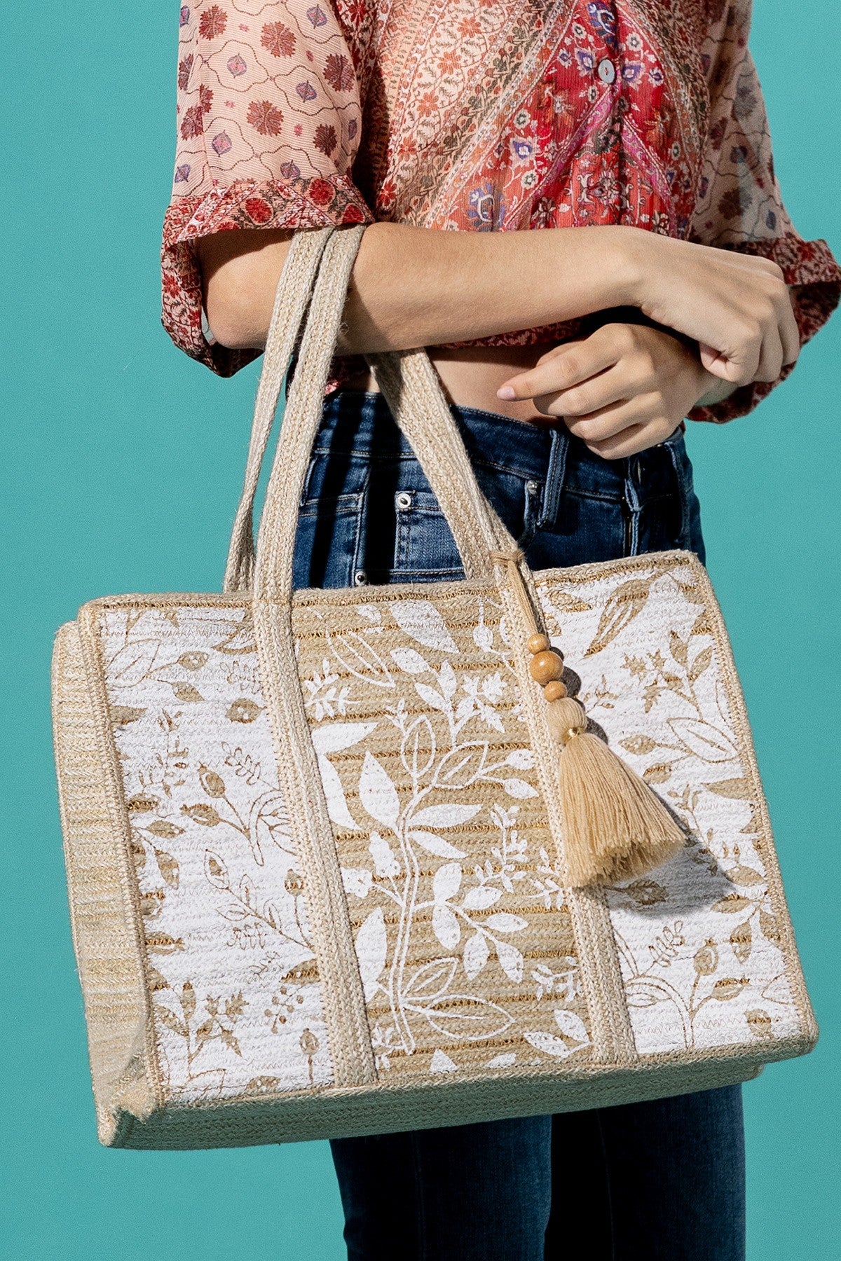 Golden Botanica Jute Tote