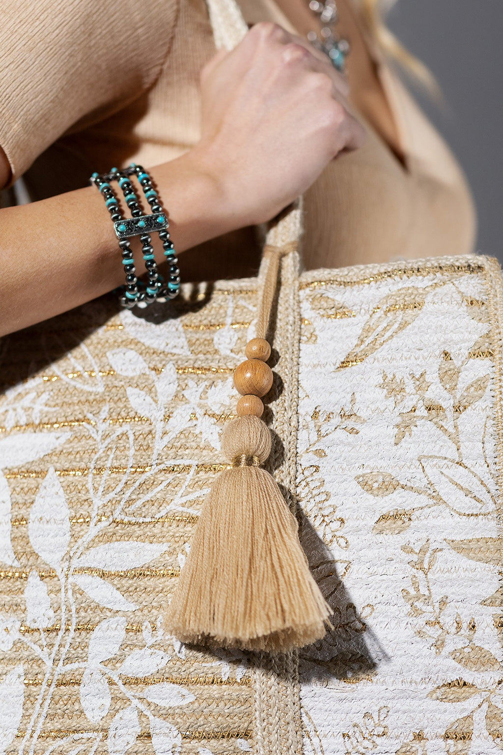 Golden Botanica Jute Tote