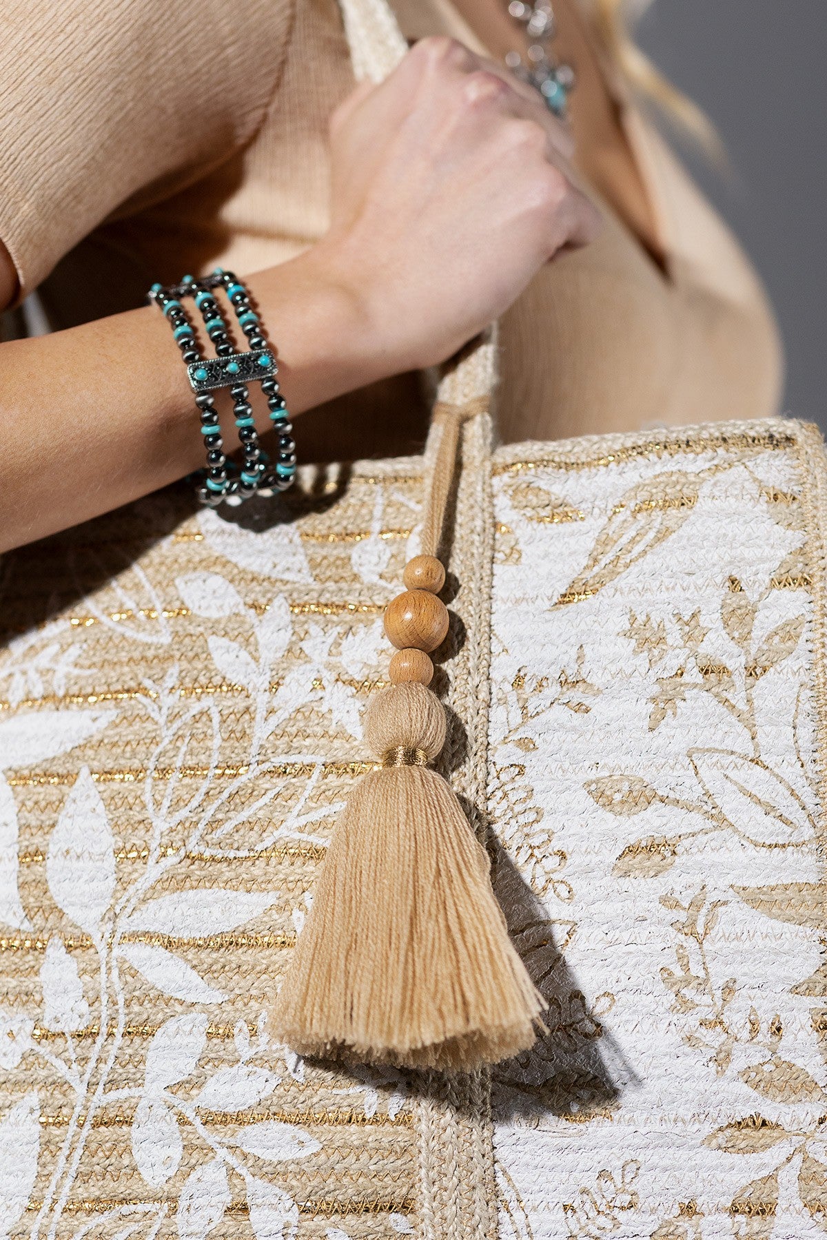 Golden Botanica Jute Tote