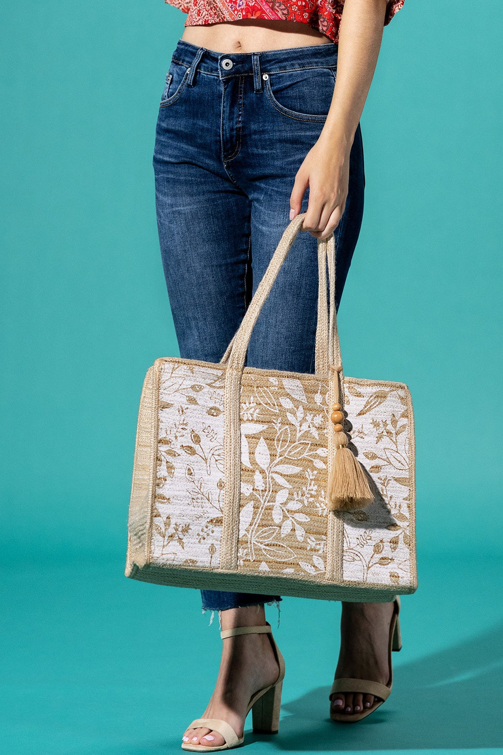 Golden Botanica Jute Tote