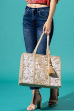 Golden Botanica Jute Tote