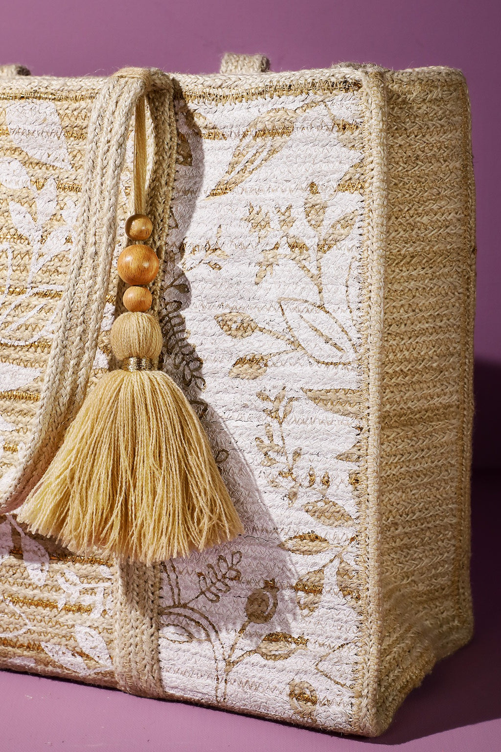 Golden Botanica Jute Tote