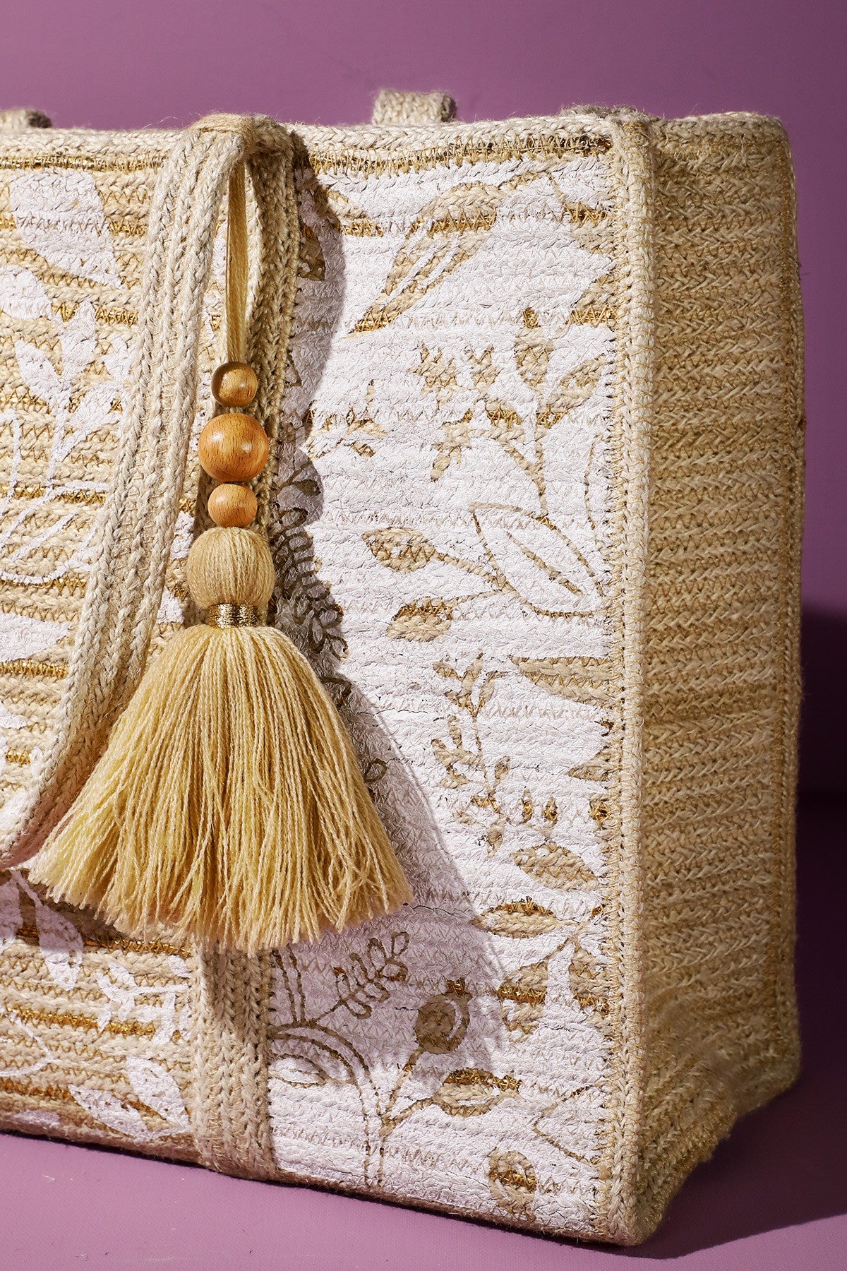 Golden Botanica Jute Tote