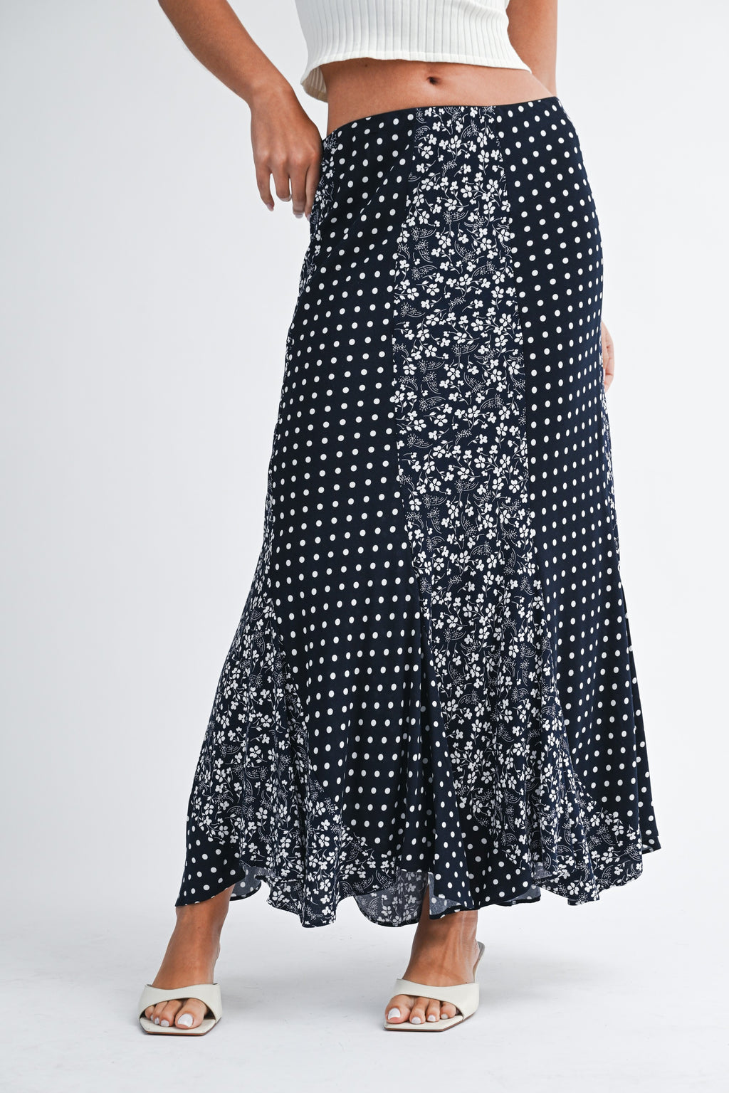 Polka Floral Maxi Skirt