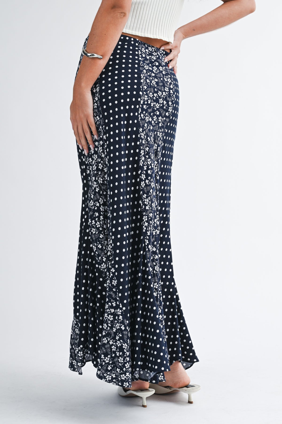 Polka Floral Maxi Skirt