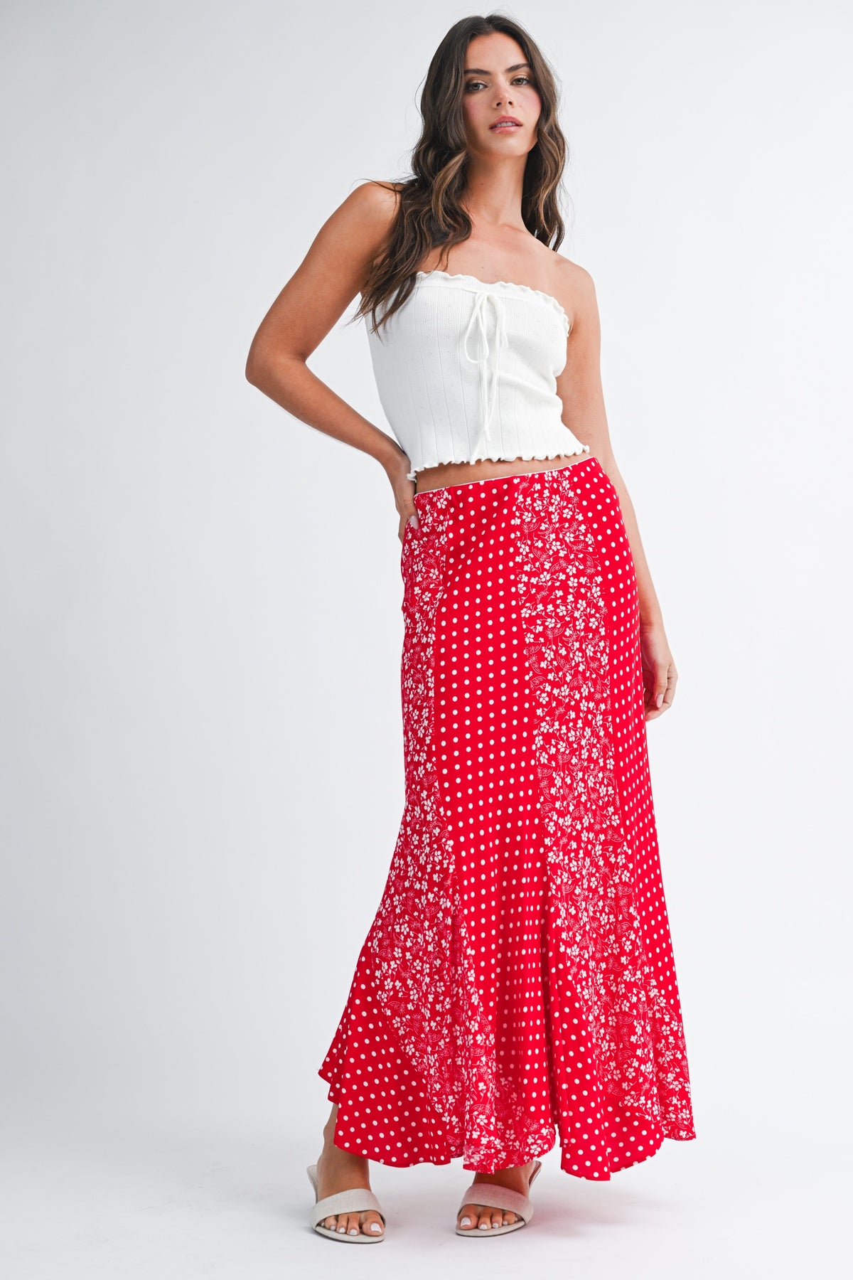 Polka Floral Maxi Skirt