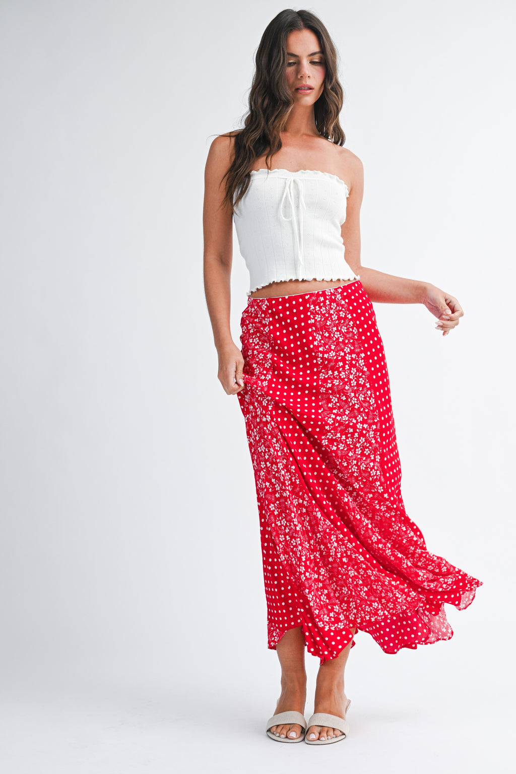 Polka Floral Maxi Skirt