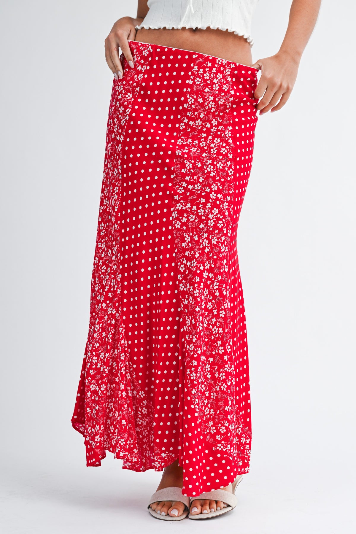 Polka Floral Maxi Skirt