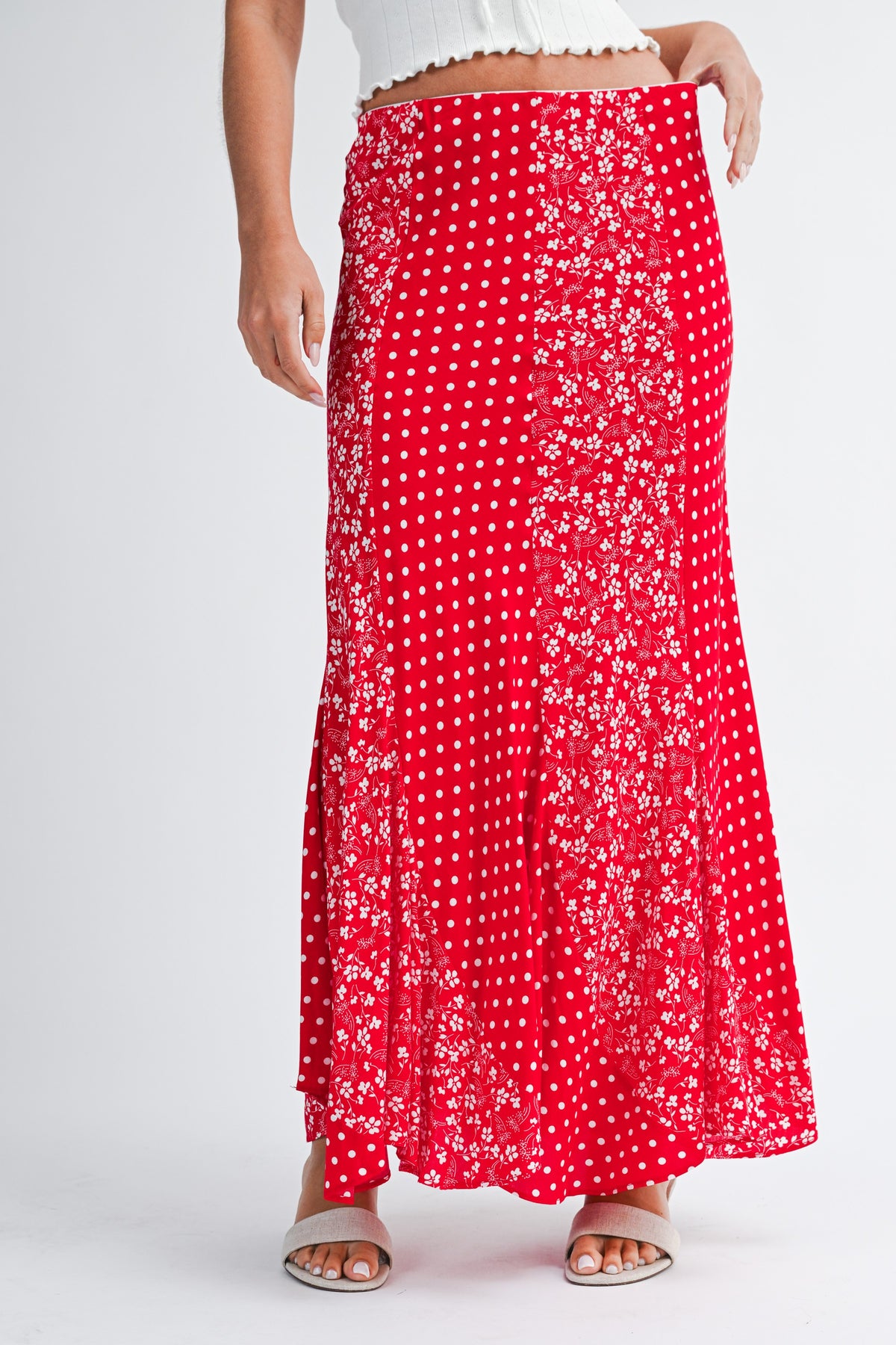 Polka Floral Maxi Skirt