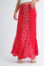Polka Floral Maxi Skirt