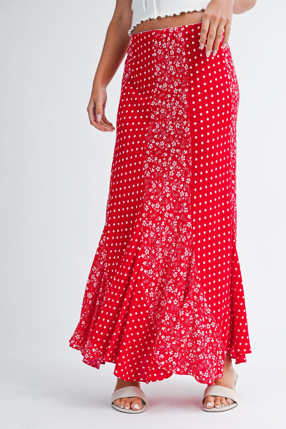Polka Floral Maxi Skirt