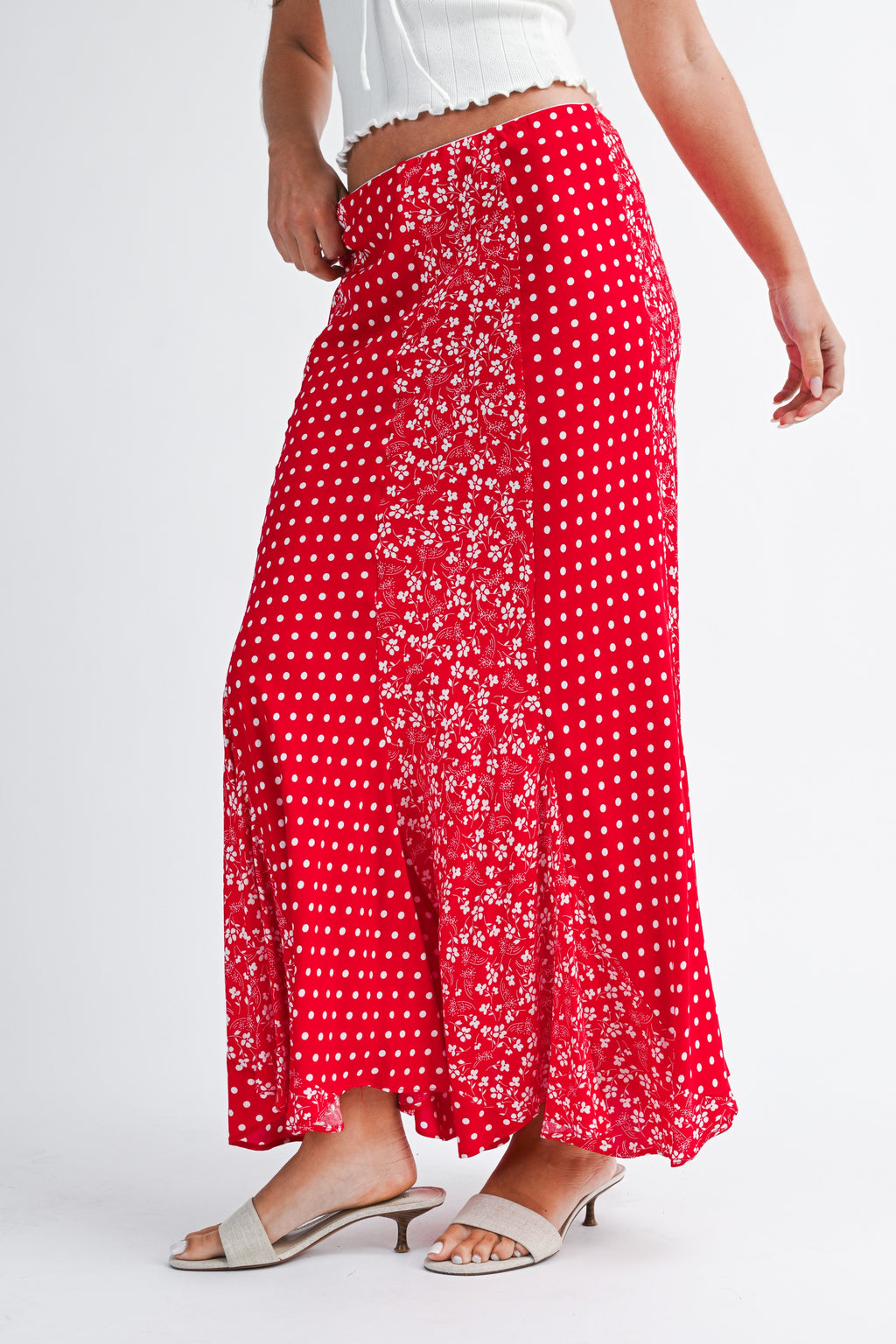 Polka Floral Maxi Skirt