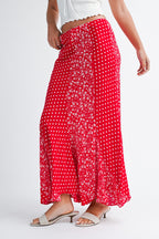 Polka Floral Maxi Skirt