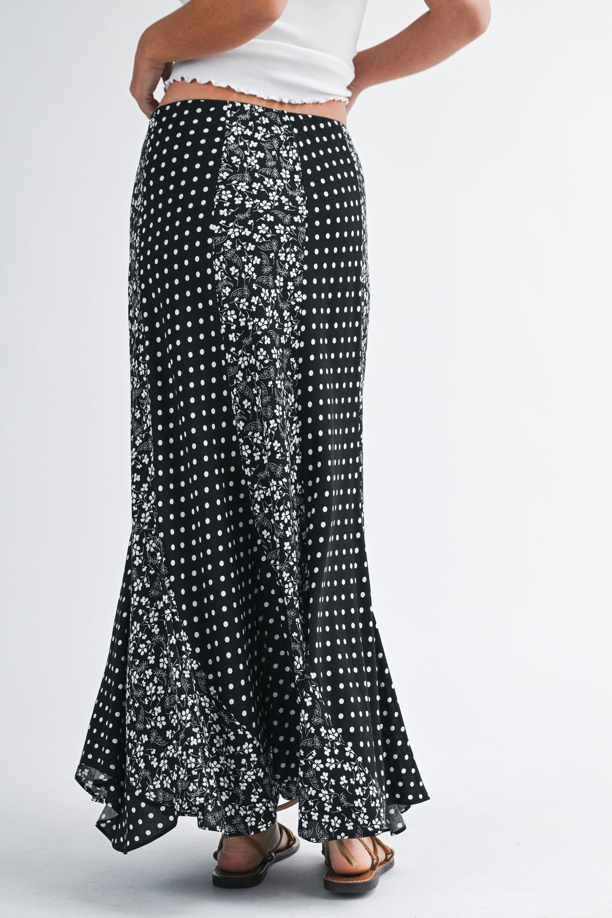 Polka Floral Maxi Skirt