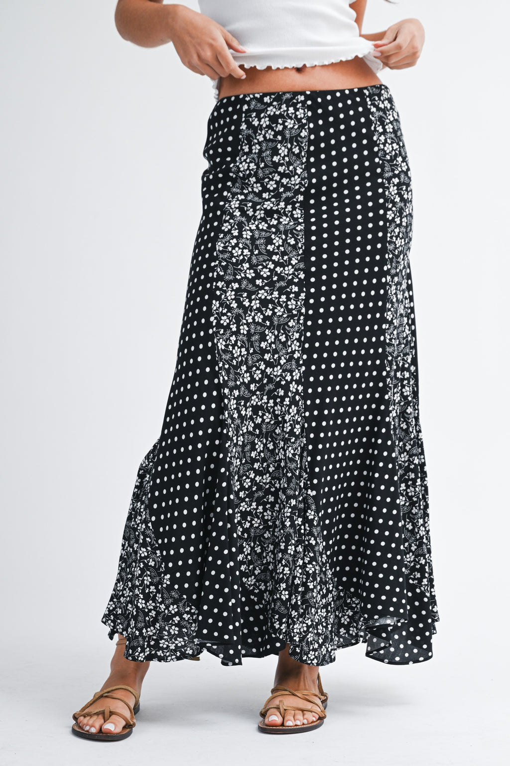 Polka Floral Maxi Skirt