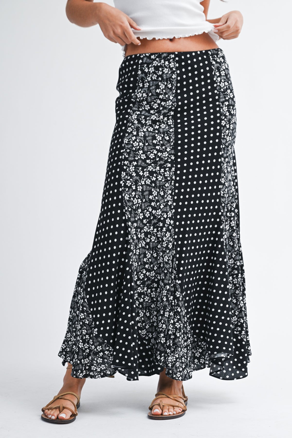 Polka Floral Maxi Skirt