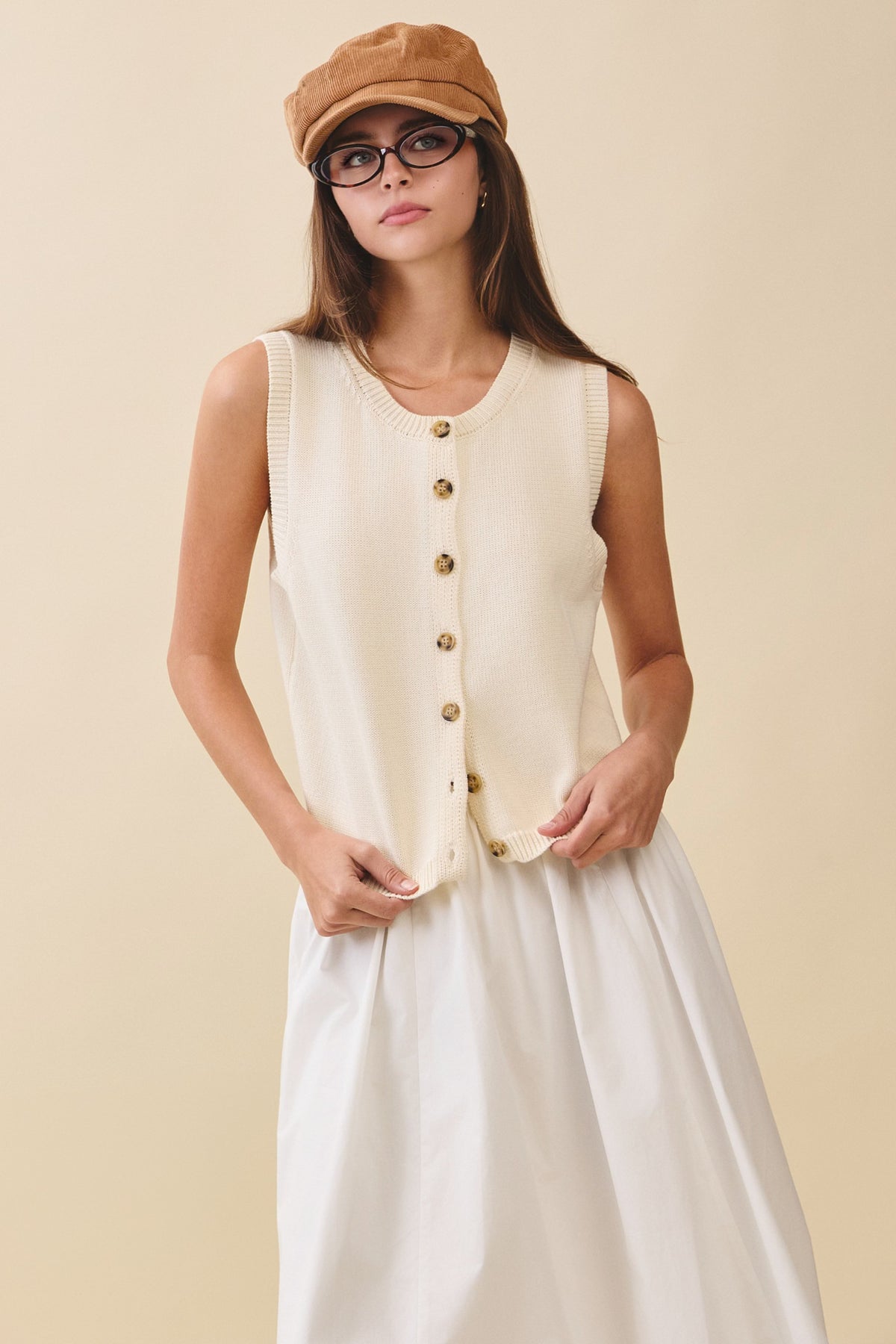 Button Front Knit Vest