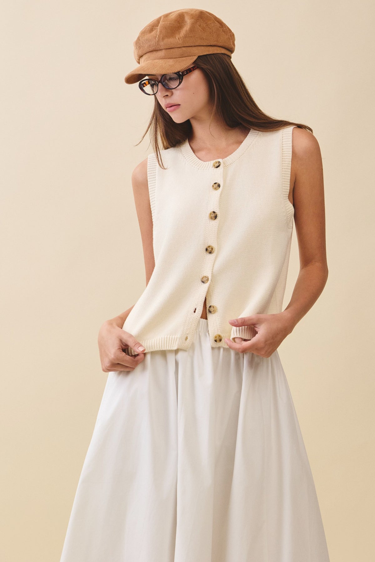 Button Front Knit Vest
