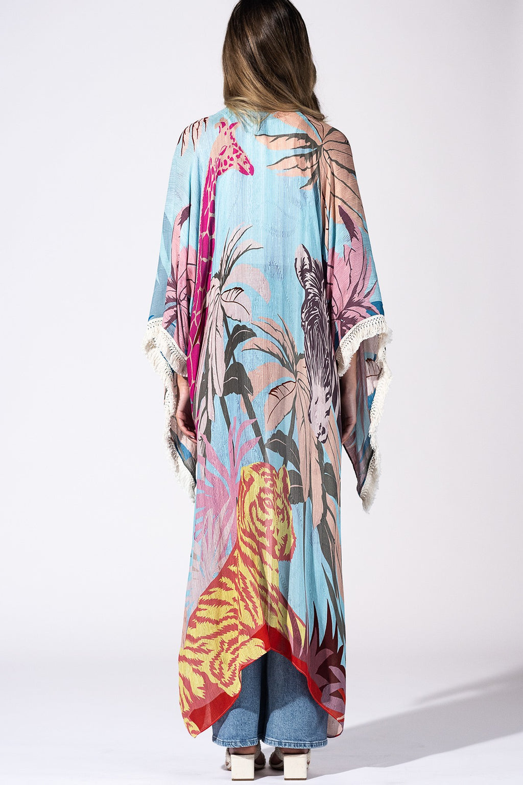 Safari Sky Fringed Duster Kimono