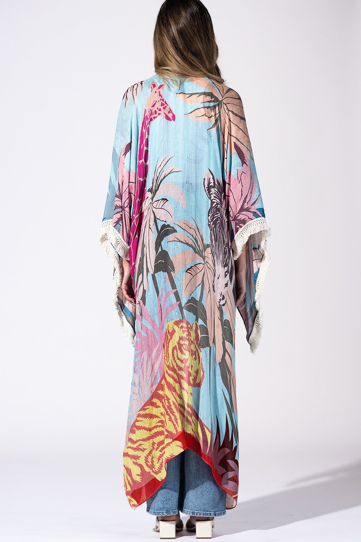 Safari Sky Fringed Duster Kimono