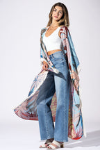 Safari Sky Fringed Duster Kimono