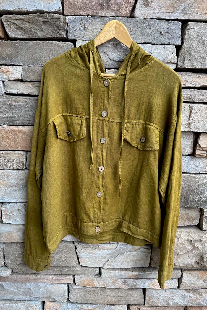 Italian One Size Linen Hooded Jacket