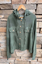 Italian One Size Linen Hooded Jacket