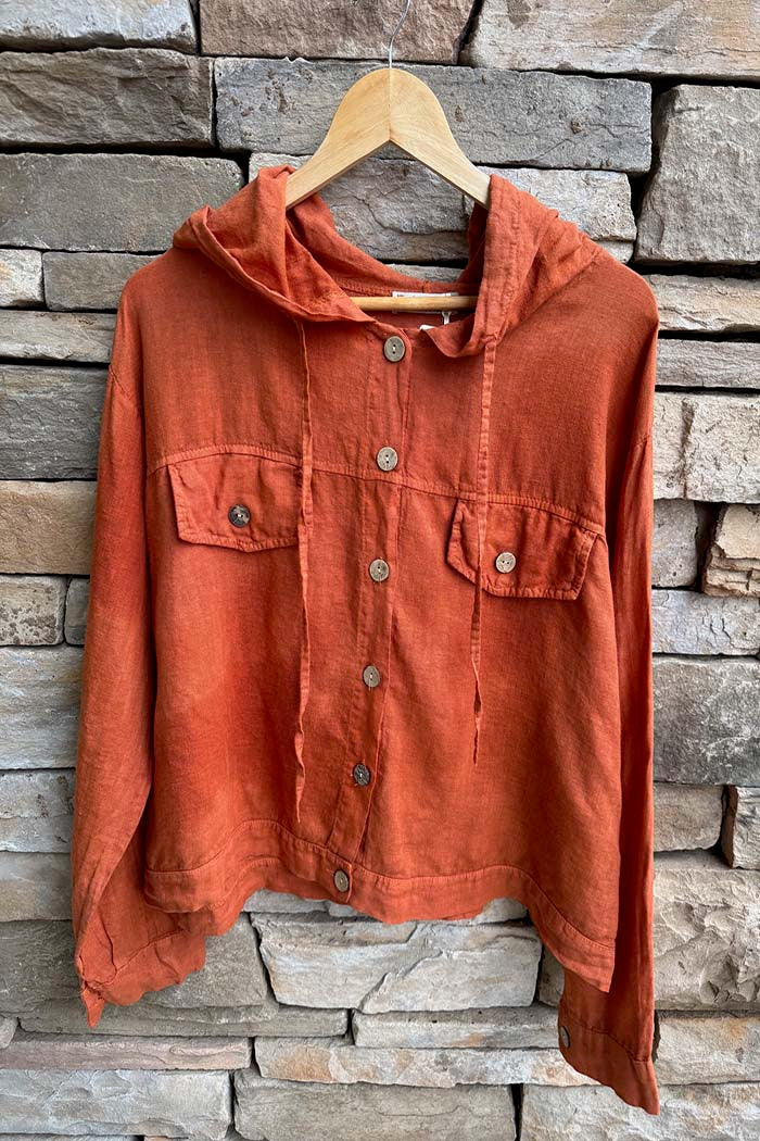 Italian One Size Linen Hooded Jacket
