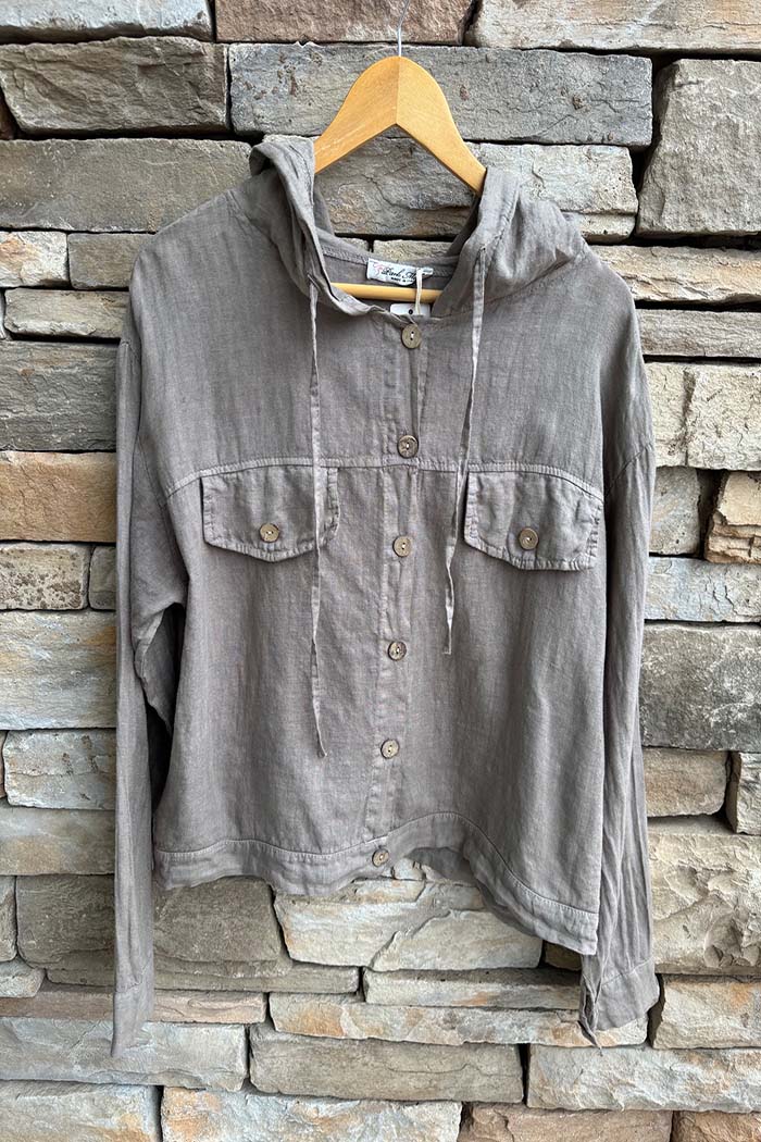Italian One Size Linen Hooded Jacket