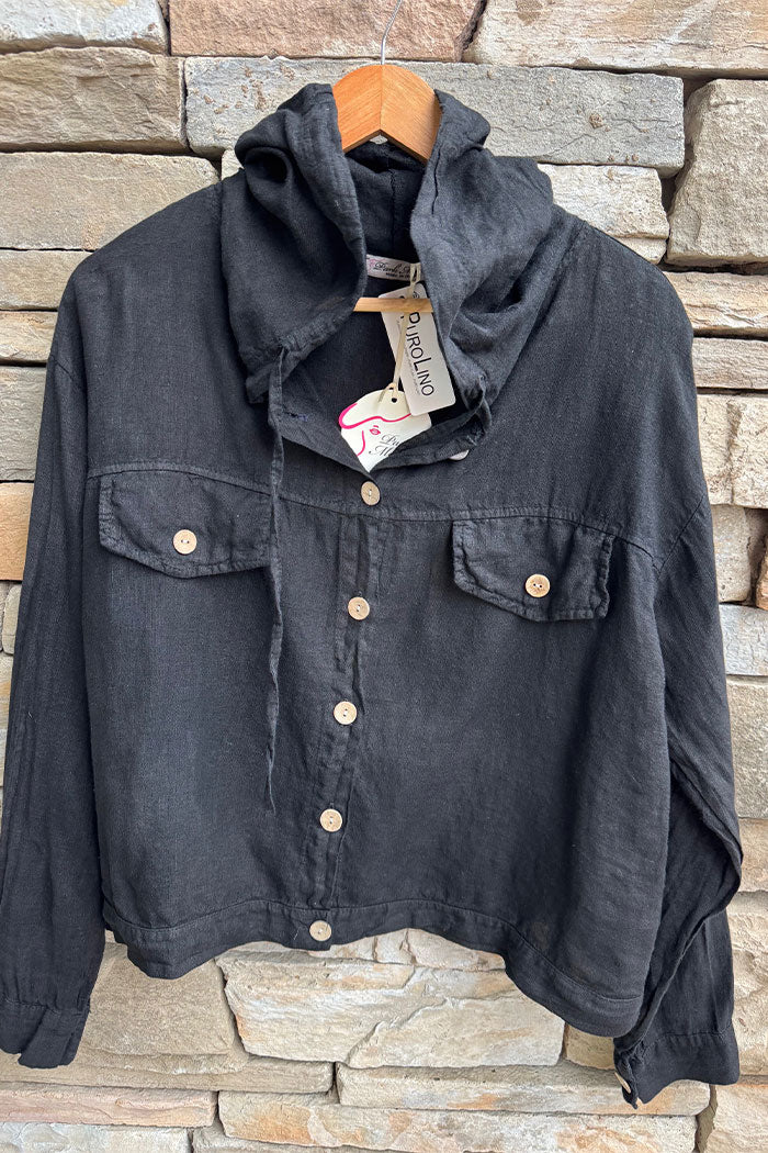 Italian One Size Linen Hooded Jacket