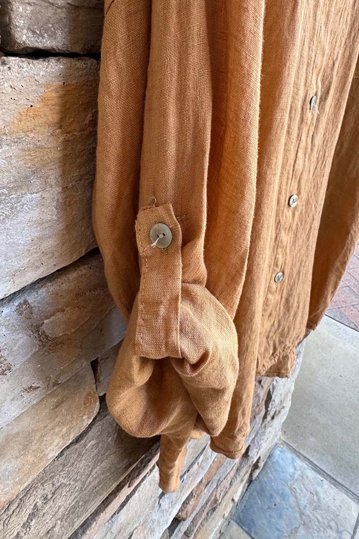 Italian Sequin Pocket Linen Shirt