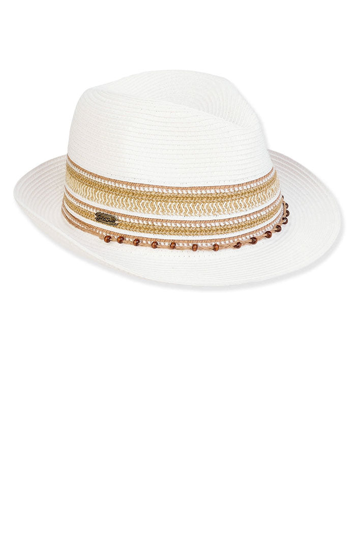 Beaded White Fedora