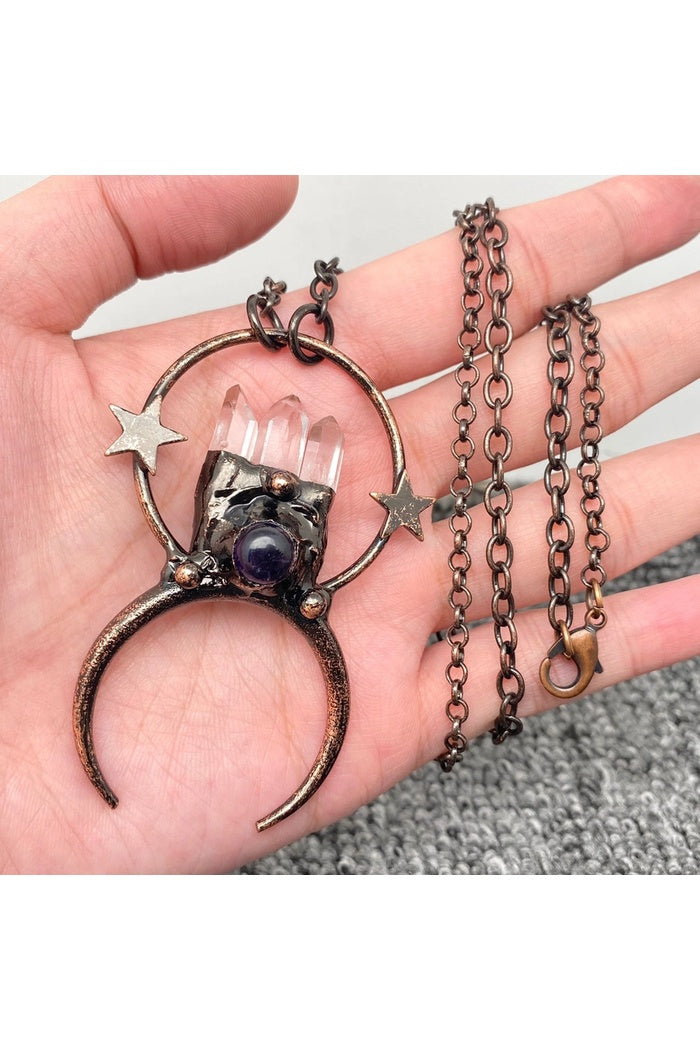 Celestial Crystal Moon Necklace